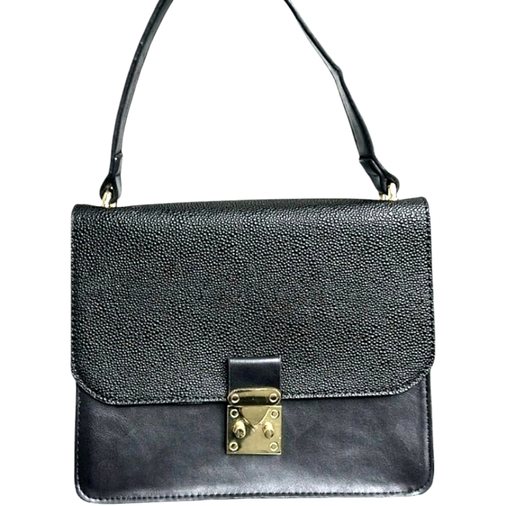 Adrienne Vittadini Black Handbag With Snap Lock